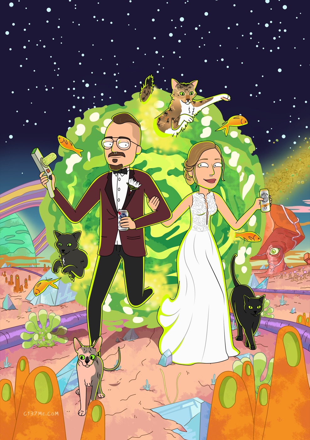 Portal on Planet Background portrait example